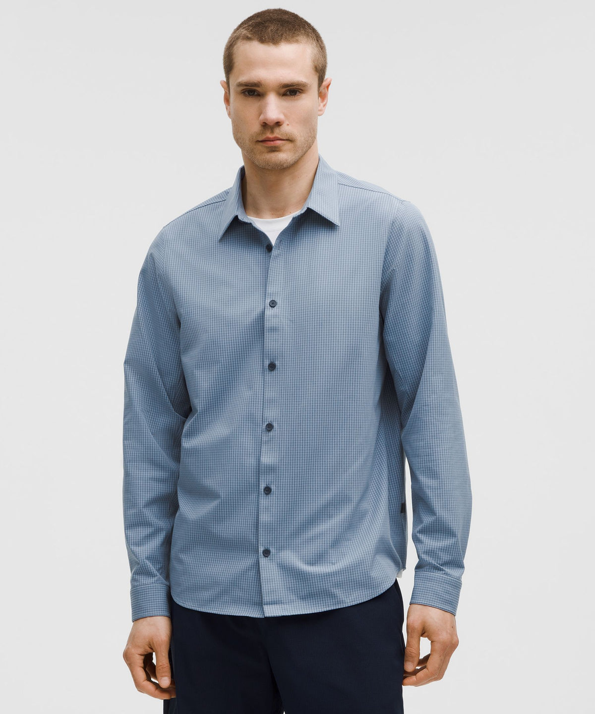 Gingham Check Washed Denim Heathered Club Blue
