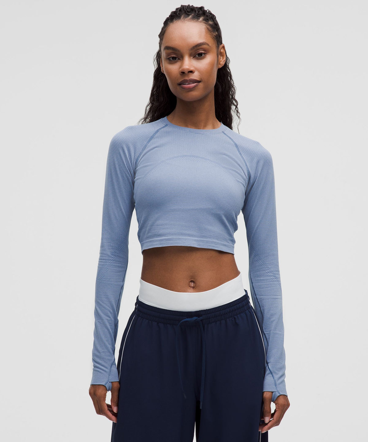 Spandex Stripe Washed Denim/Starch Blue